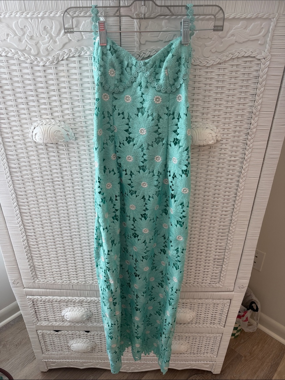 SAYLOR Aquamarine Lace Floral Maxi Dress - Women XS